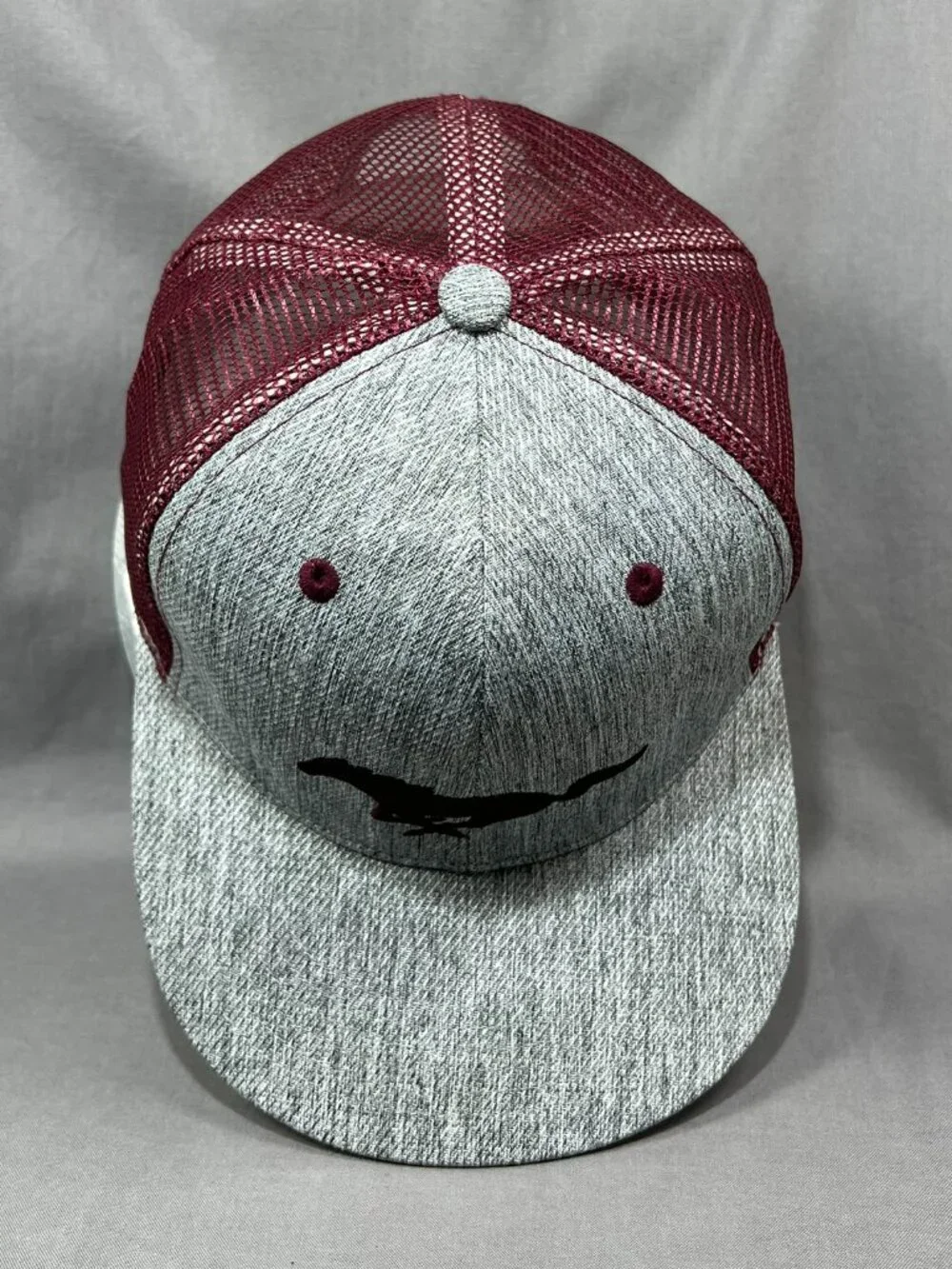 Ford Mustang Trucker Hat Snapback Gray Burgundy Horse Pony Motorsports Adult Cap